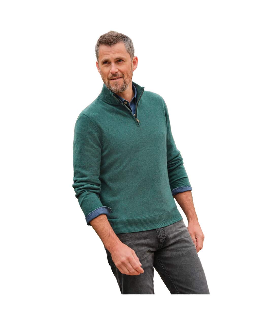 Pull Homme Menthe Foncée Chiné WoolOvers-1