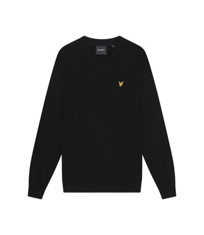 Mens cotton merino v neck sweater jet black Lyle & Scott