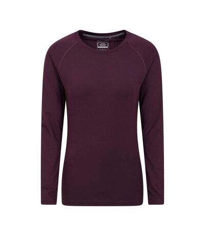Womens/ladies Quick Dry Long-sleeved Top Dark Purple Mountain Warehouse