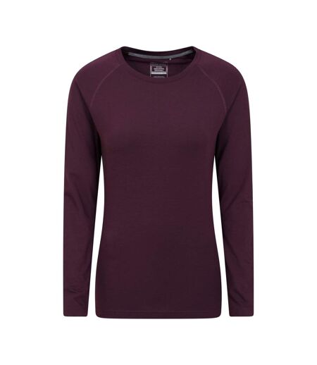 Womens/ladies Quick Dry Long-sleeved Top Dark Purple Mountain Warehouse