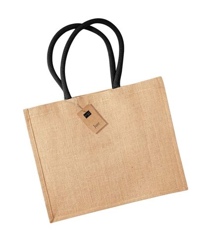 Westford Mill Classic Jute Shopper Bag (Natural/Black) (One Size) - UTRW9412