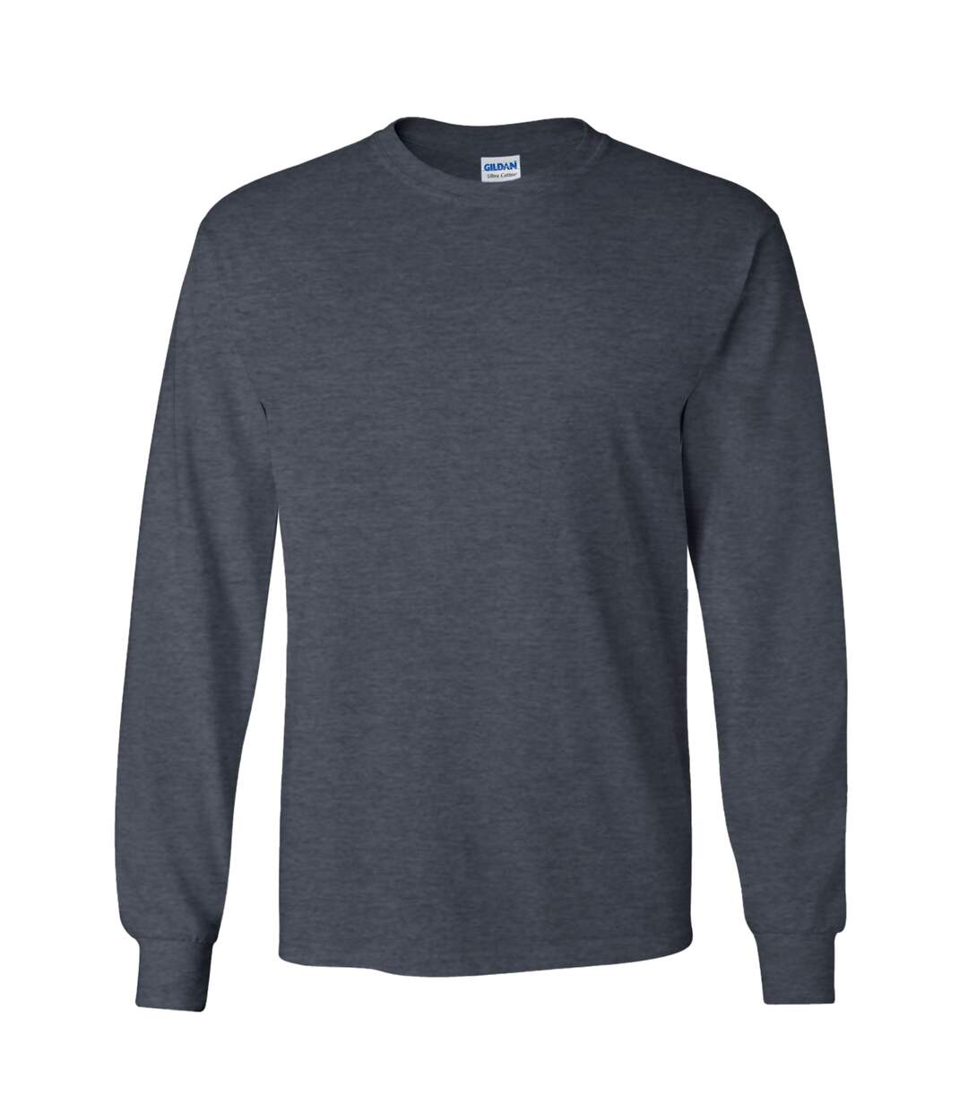 Gildan Mens Plain Crew Neck Ultra Cotton Long Sleeve T-Shirt (Dark Heather) - UTBC477-1