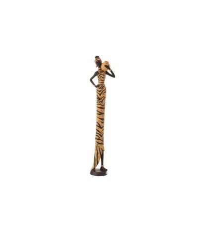 Statue Déco Africaine Zèbre 84cm Noir & Marron