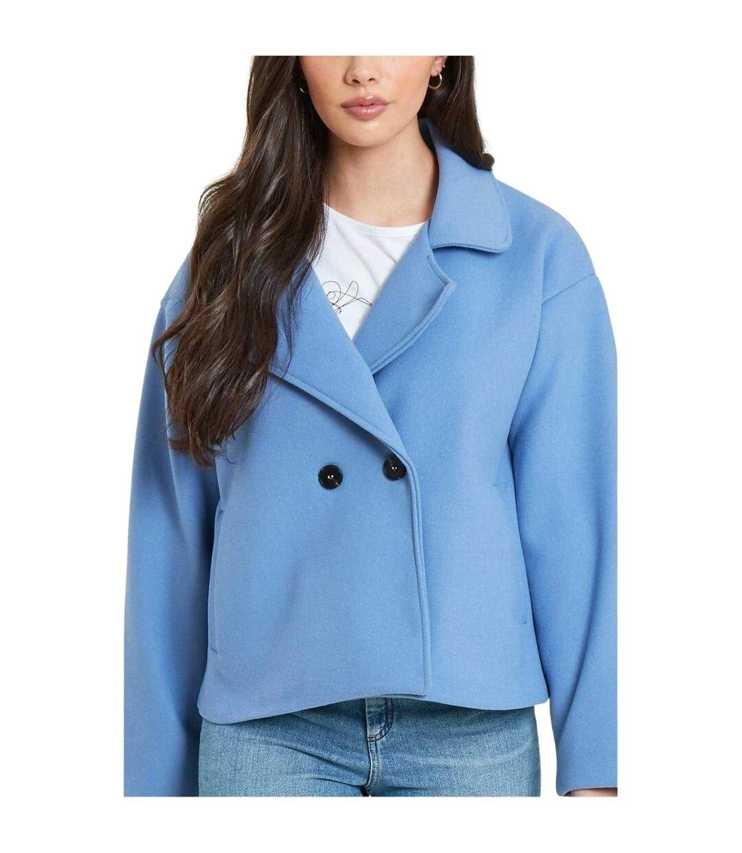 Womens/ladies Short Tailored Jacket Powder Blue Be You-4