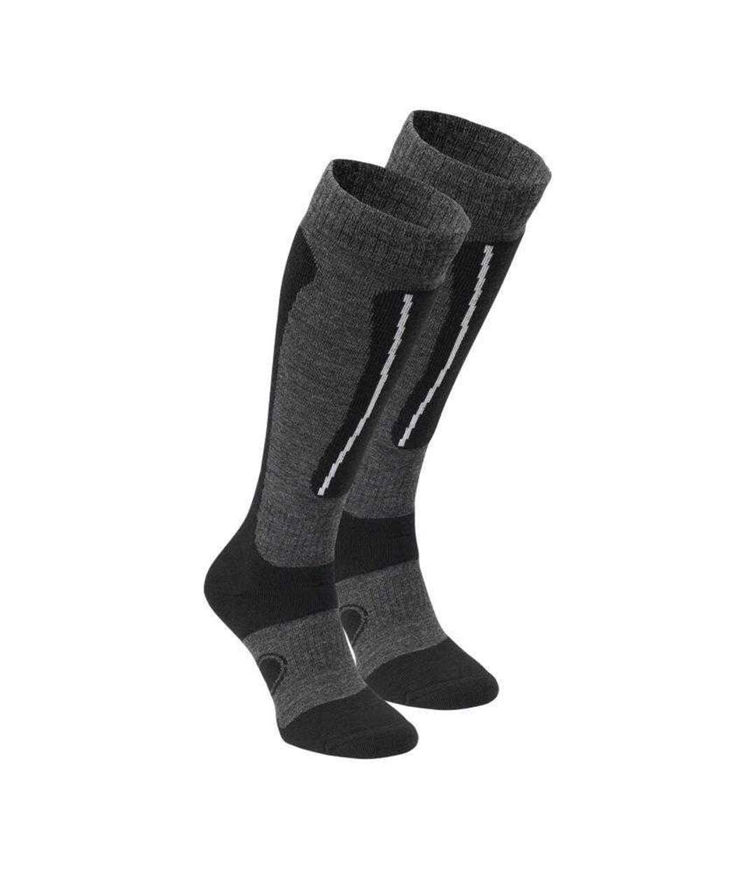Chaussettes Hauteur Genoux Jonar Femme Noir Gris Foncé Fitanu-3