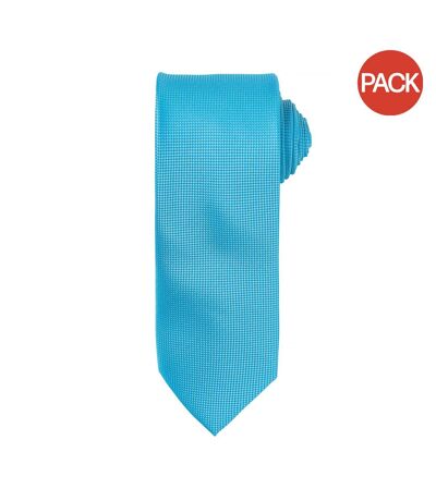 Premier Mens Micro Waffle Formal Work Tie (Pack of 2) (Turquoise) (One Size)