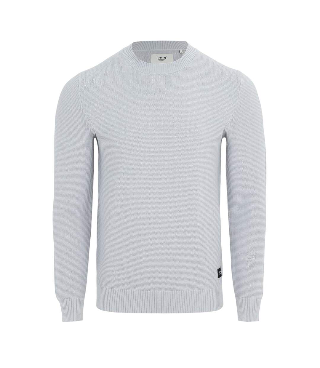 Mens Knitted Crew Neck Jumper Light Grey Firetrap-1