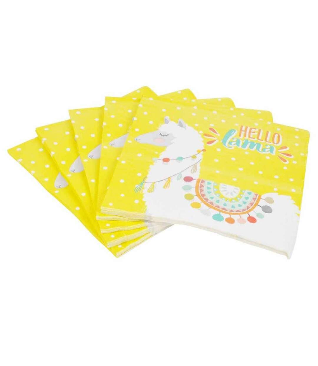 Lot de 20 Serviettes en Papier Hello Lama 33x33cm Jaune-1