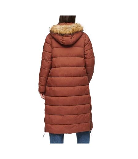 Doudoune longues marron femme superdry faux fur
