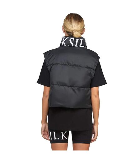 Womens/ladies cropped gilet black SikSilk