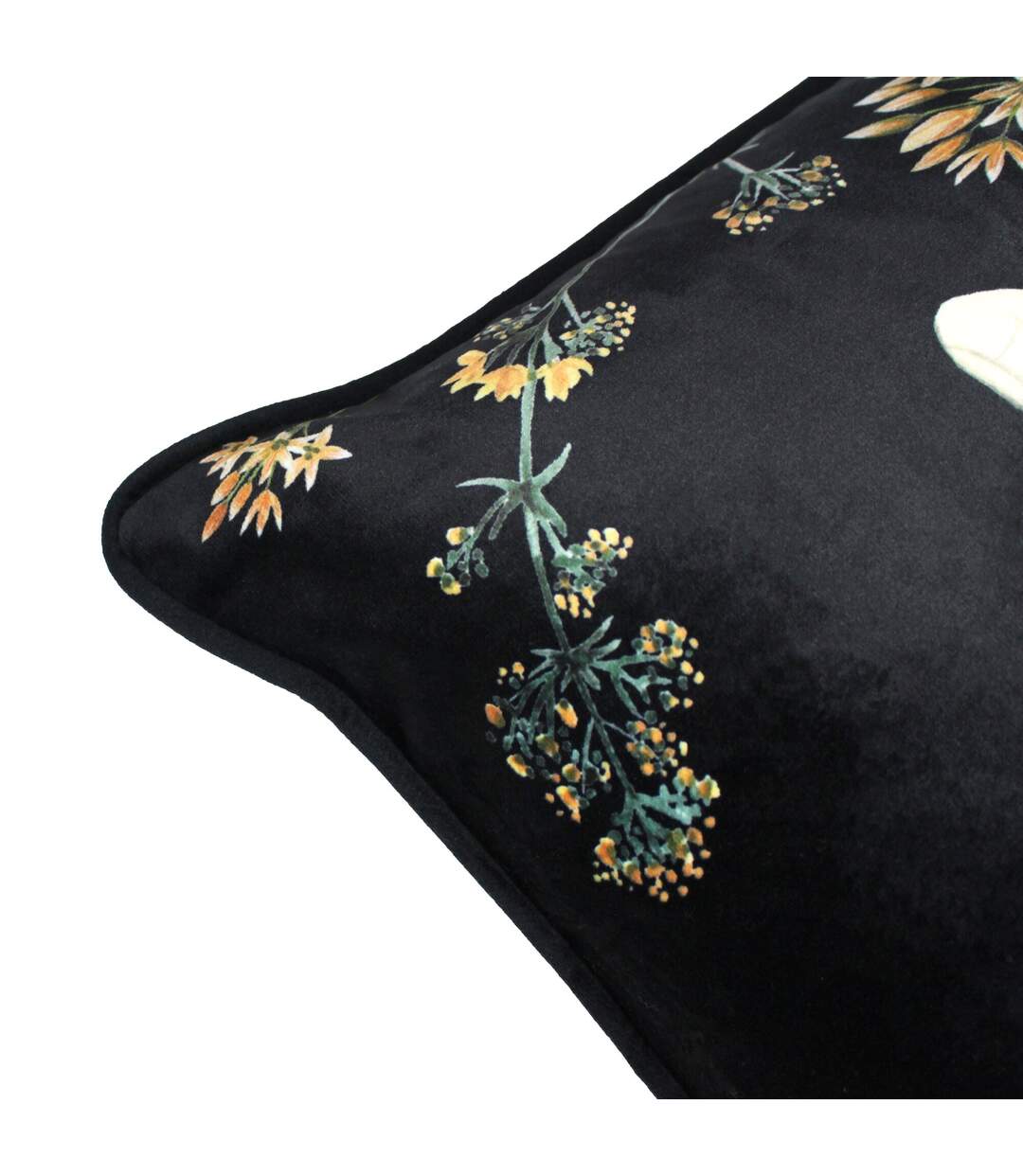 Midnight garden bee cushion cover 43cm x 43cm black/green Evans Lichfield