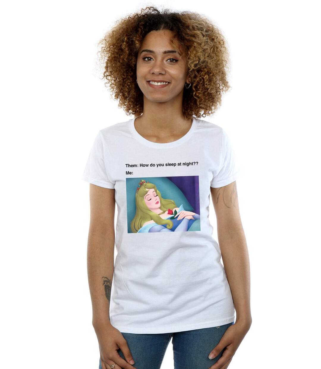 Disney - T-shirt SLEEPING BEAUTY MEME - Femme (Blanc) - UTBI15009-2