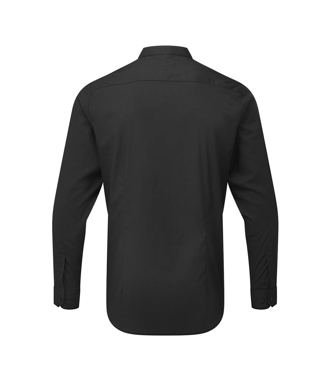 Mens banded collar long-sleeved formal shirt black Premier