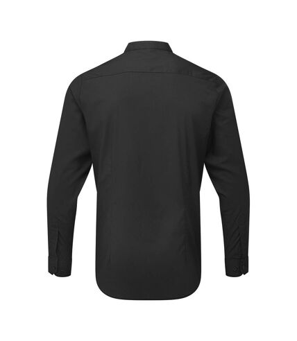 Premier Mens Banded Collar Long-Sleeved Formal Shirt (Black)