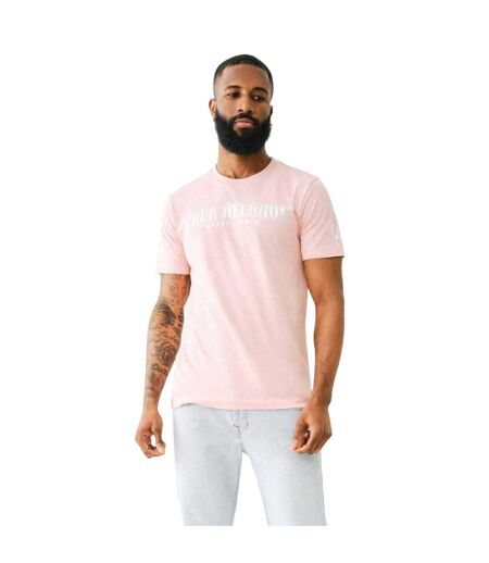 Mens Logo Foil Crew Neck T-shirt Pink True Religion