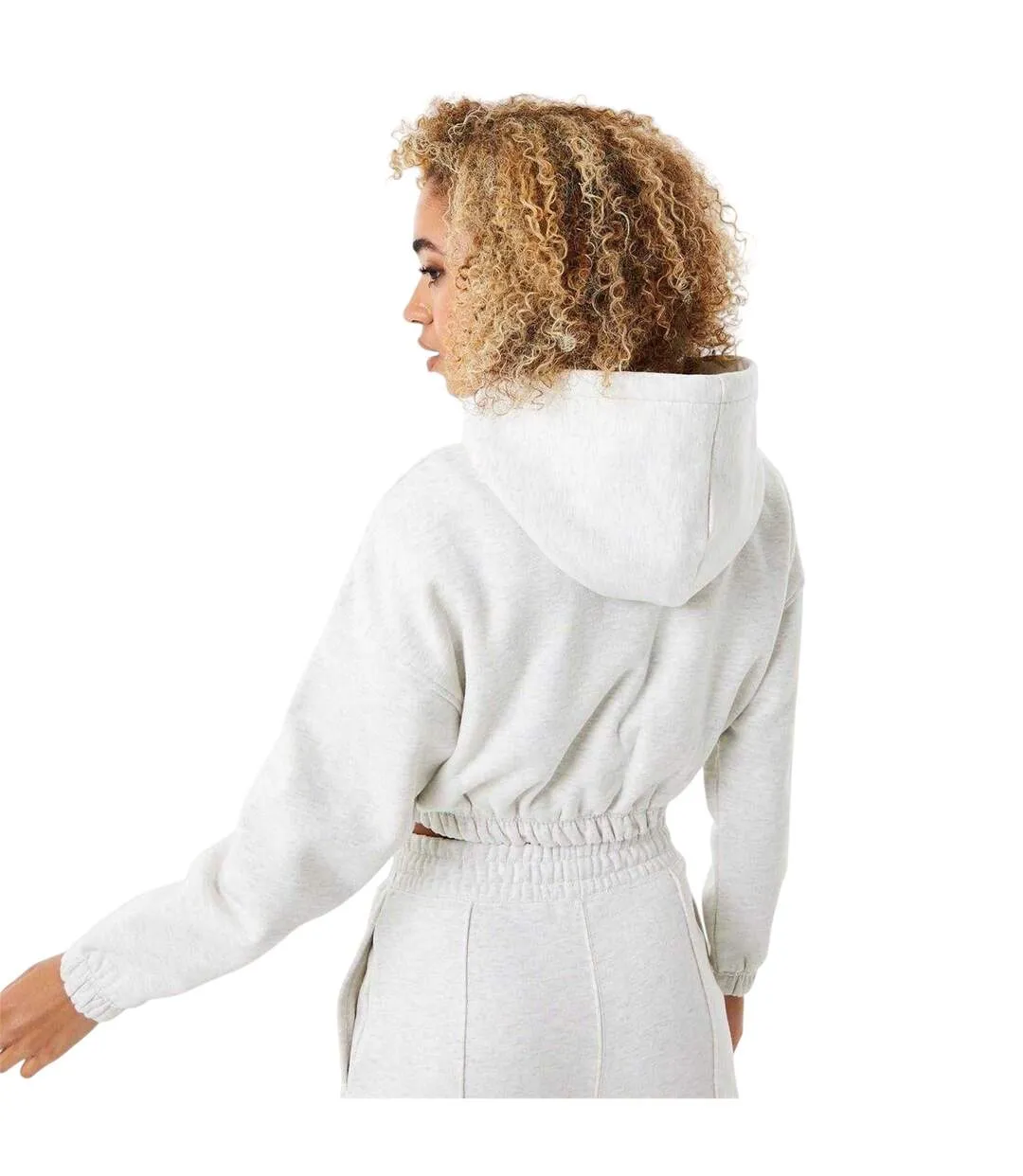 Womens/ladies Logo Crop Hoodie White Marl Everlast-3