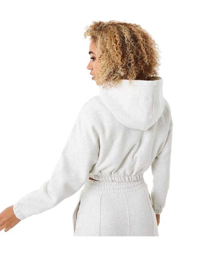 Womens/ladies Logo Crop Hoodie White Marl Everlast
