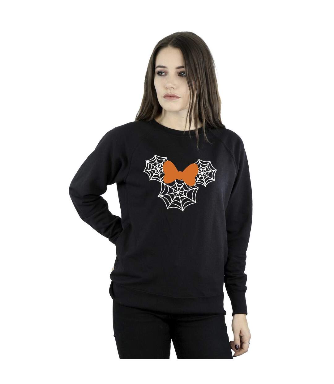 Disney Sweatshirt Womens/Ladies Minnie Mouse Spider Web Head (Noir) - UTBI28870-2