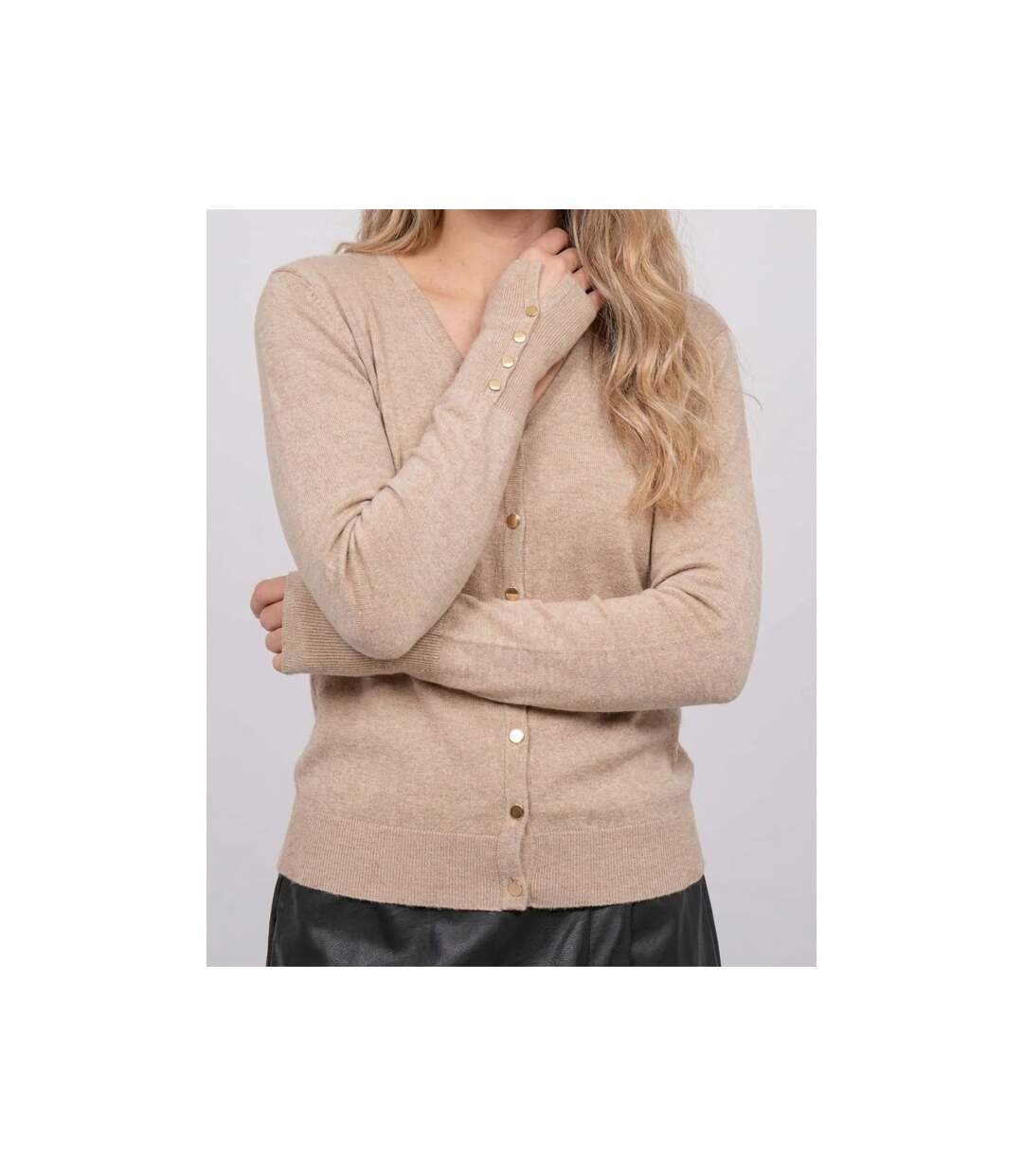 Gilet maille fine boutons dorés KIMIEL - Dona X Lisa-3