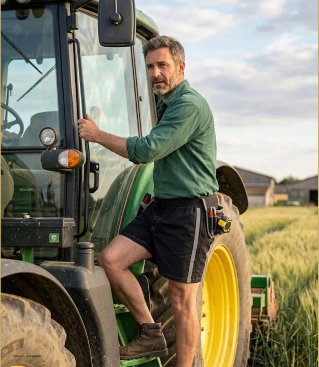 Short homme CHALLENGER 8L noir gris : le short en coton ultra-confortable spécial moisson-5