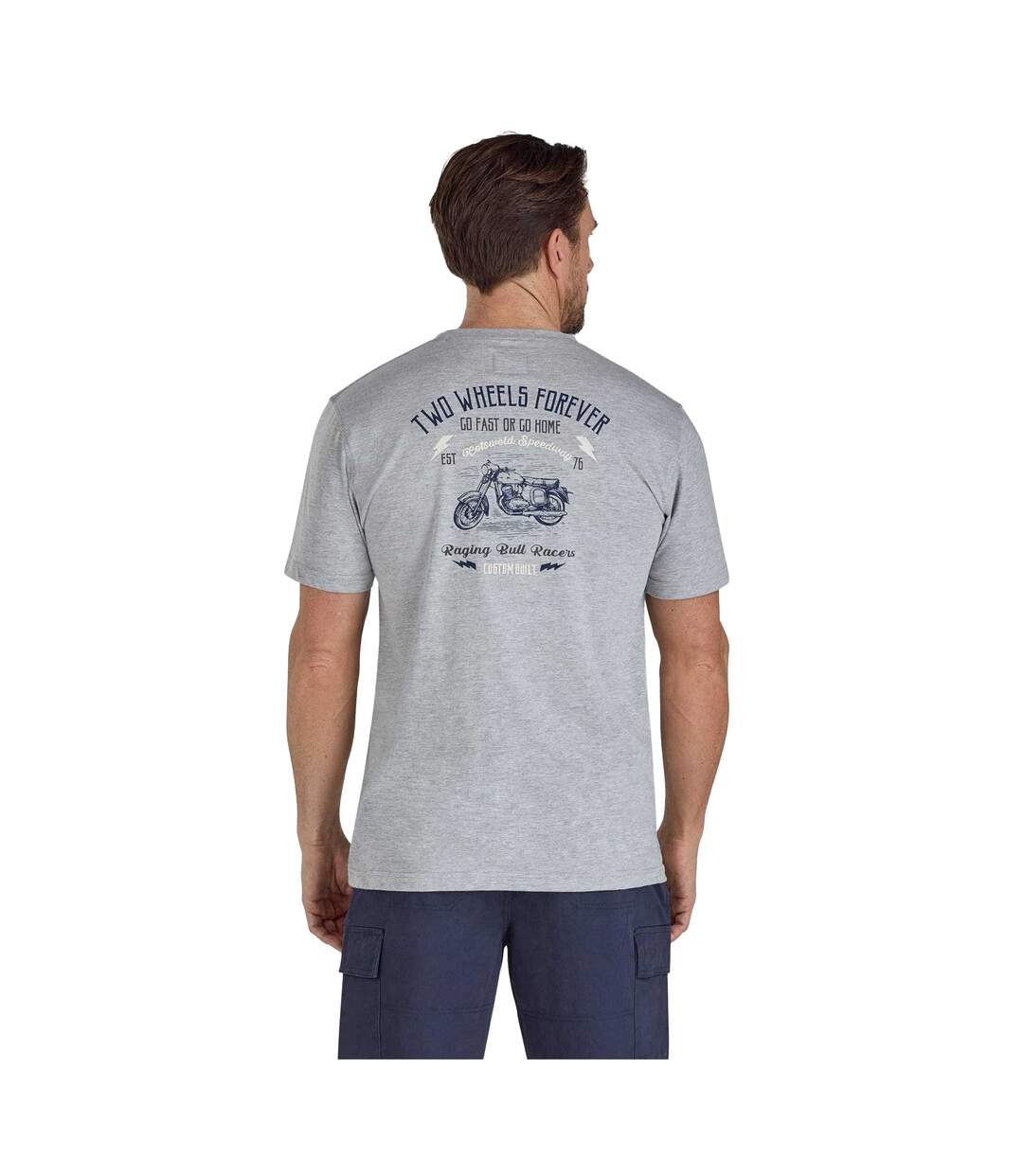 T-shirt Go Fast Or Go Home Homme Gris Chiné Raging Bull-3