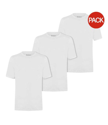 Lot De 3  T-shirts Manches Courtes Motif/style Uni Homme Blanc Boss