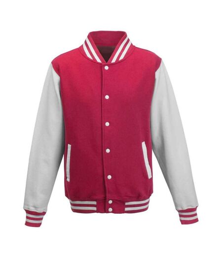 Blouson D'université Adulte Rose Vif Blanc Awdis