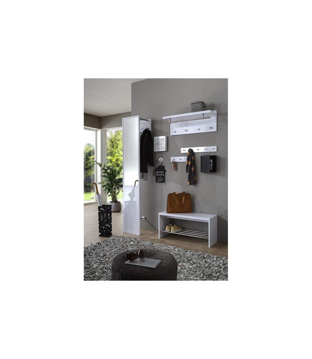 Boîte à Clés Métal Design 24cm Blanc-4