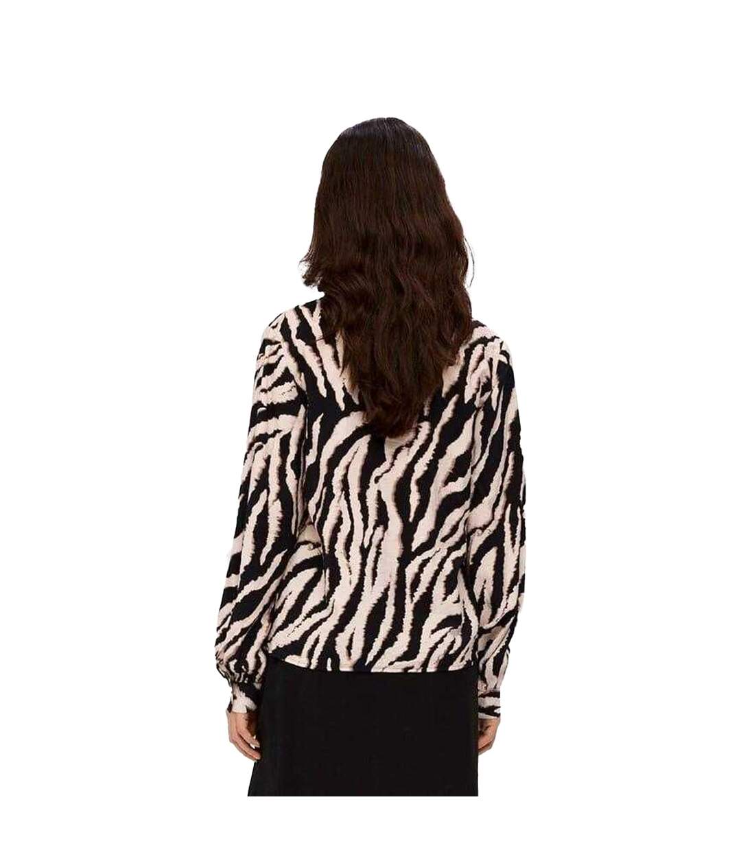Blouse Manches Longues Motif/style Imprimé Zèbre Femme Marron Noir Elevate-3