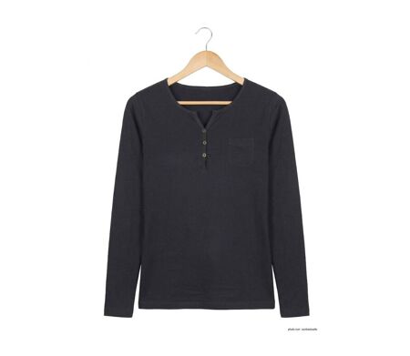 Tee-shirt noir MAYFLOWER NABAB4 à manches longues : l'essentiel chic en pur coton
