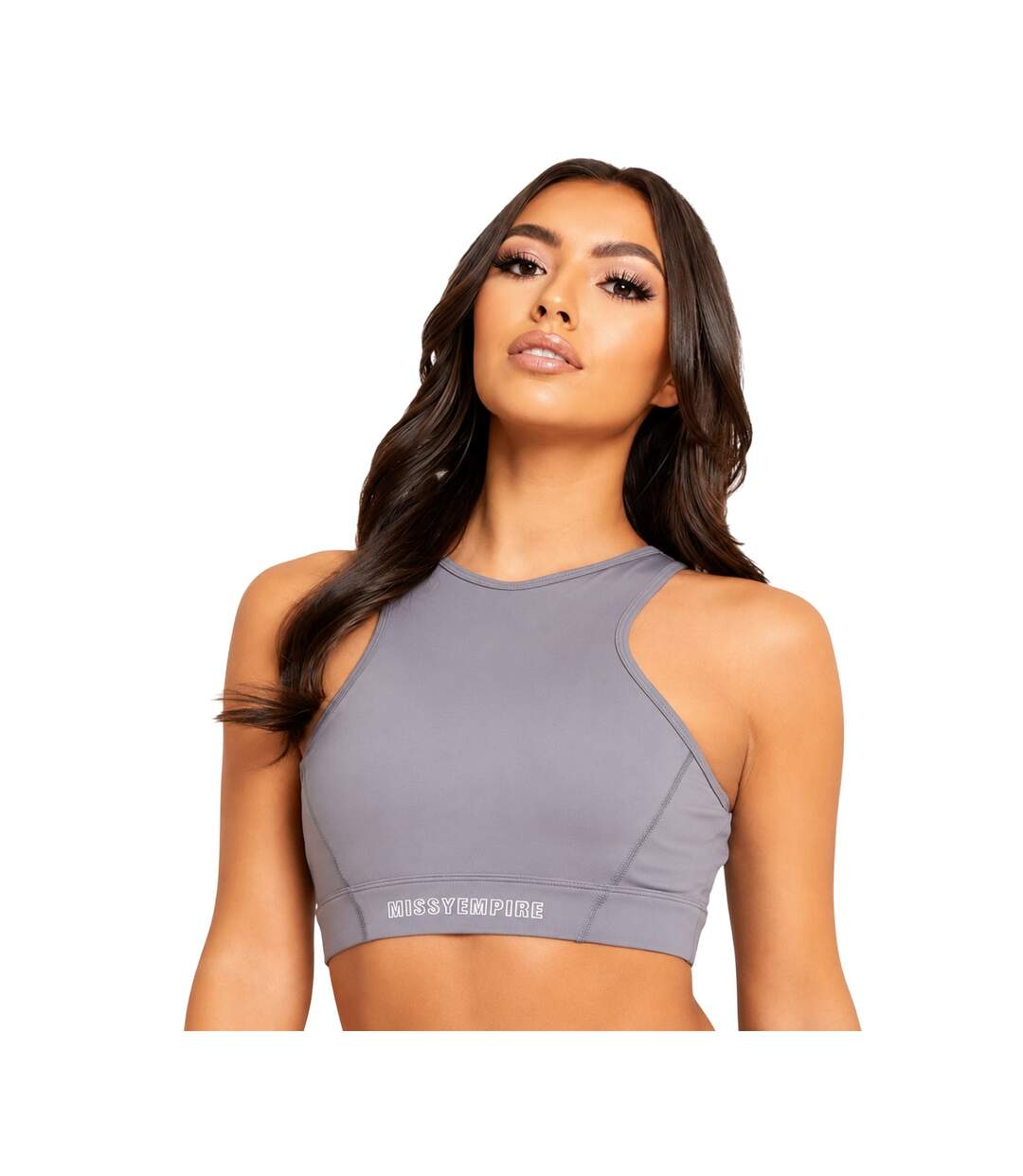 Womens/ladies Racerback Gym Sports Bra Grey Missy Empire-2