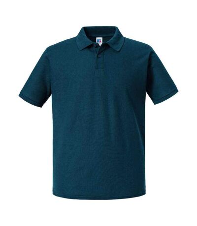 Mens authentic pique polo shirt petrol blue Russell