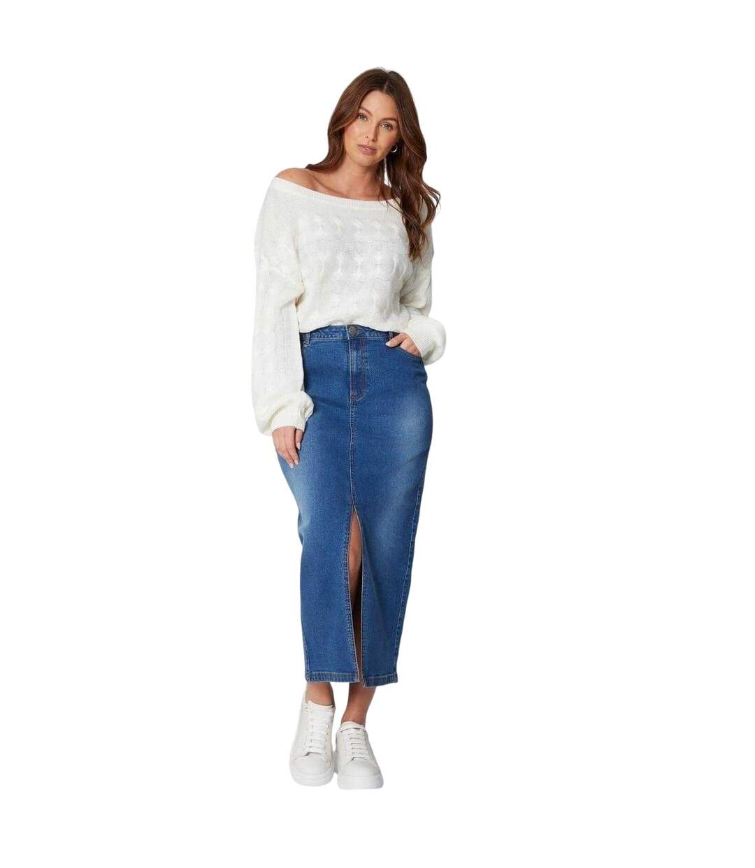 Haut Motif/style Maille Torsadée Femme Crème Be You-1