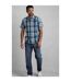 Mens judd checked organic cotton short-sleeved shirt estate blue Weird Fish-2