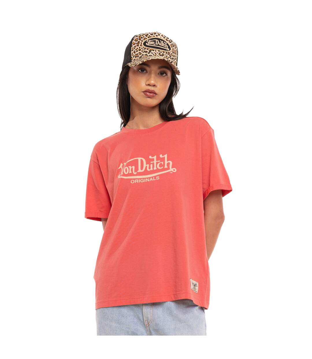 T-shirt femme regular col rond print devant Wash Vondutch-1