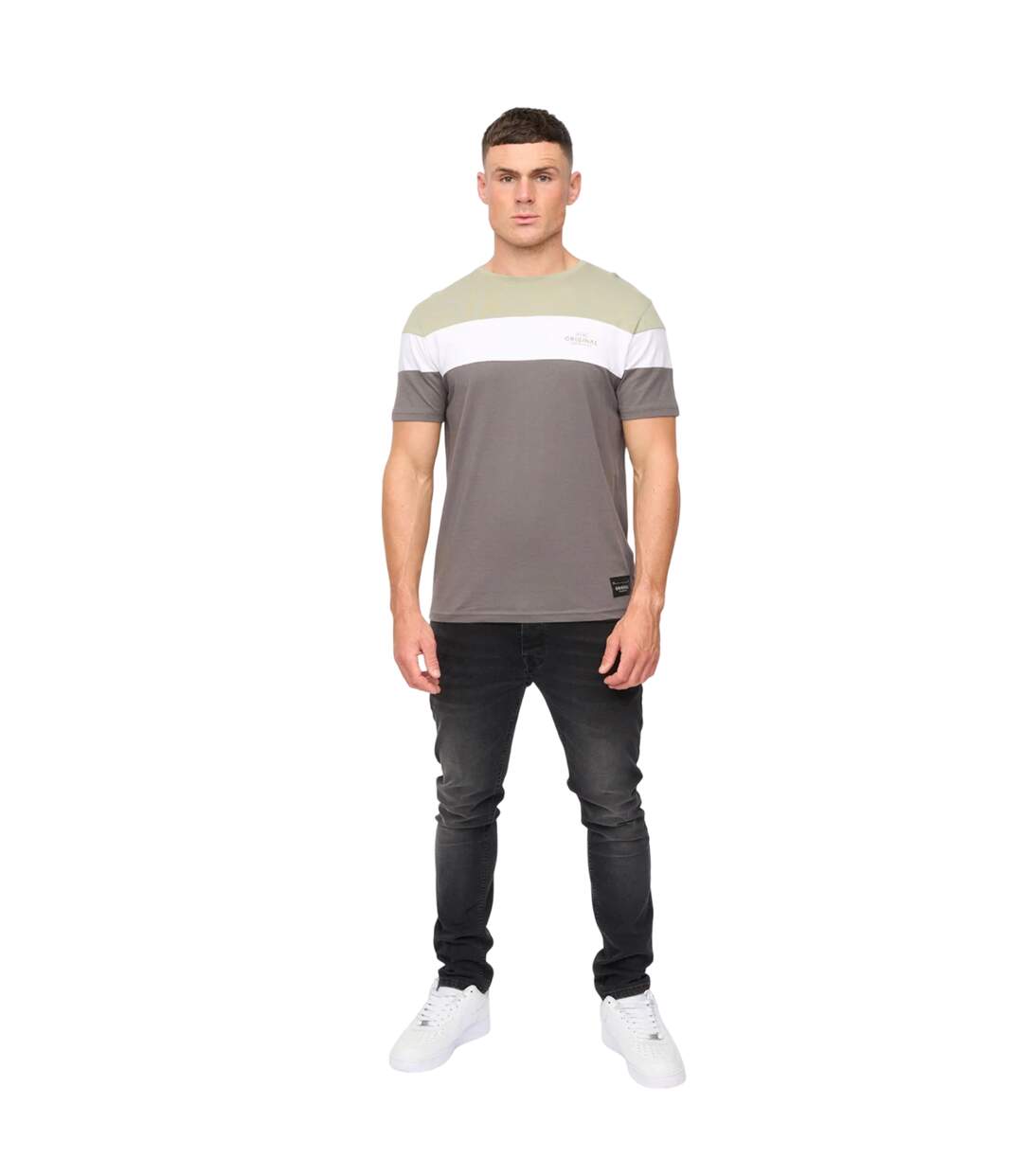 T-shirt Pattermay Homme Vert Kaki Clair Crosshatch-2