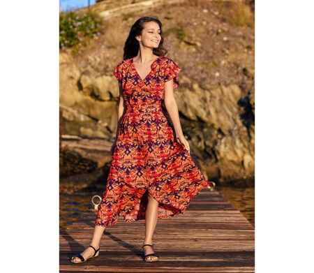 Robe longue manches courtes ARETHA motif ethnique Coton Du Monde