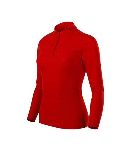 Polo Manches Longues Femme Rouge Malfini