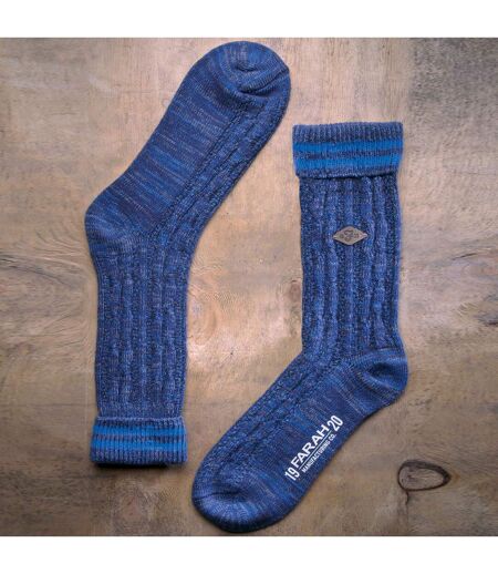 2 Pack Mens Cable Knit Cotton Boot Dress Socks with Turn Over Top