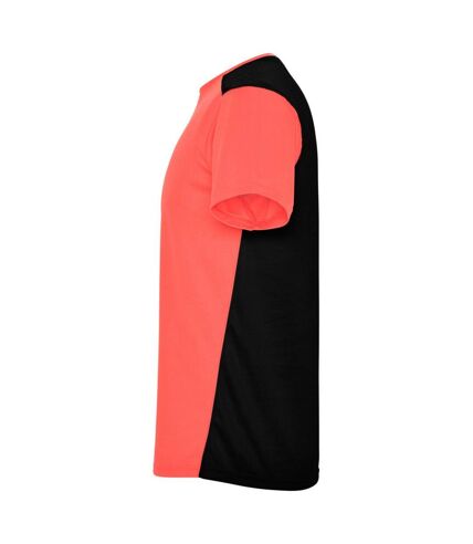 T-shirt detroit adulte corail fluo / noir uni Roly