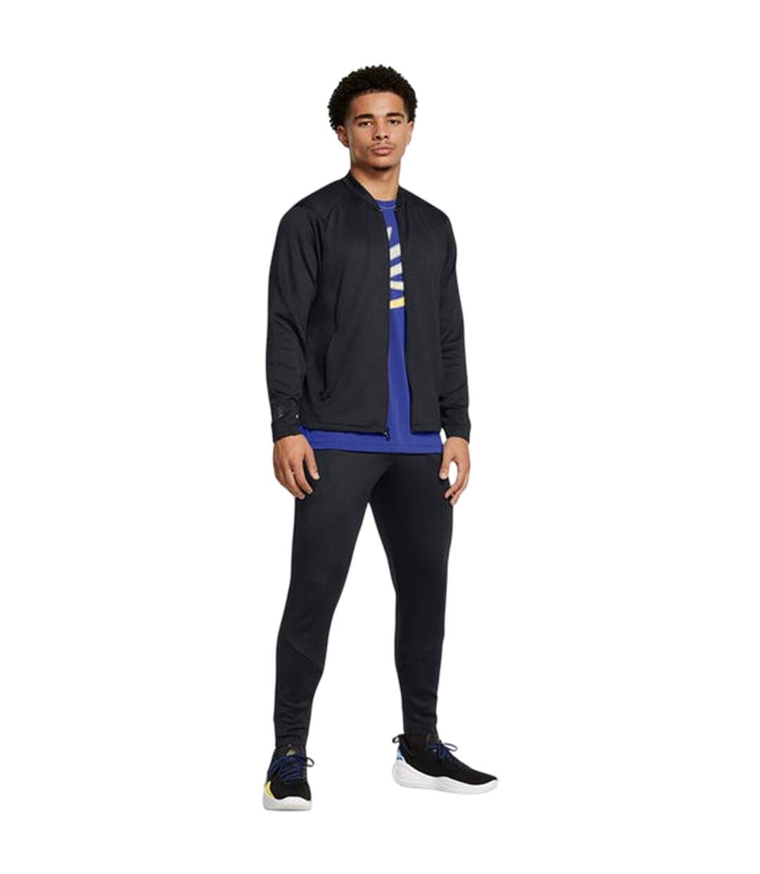 Mens Curry Moisture Wicking Raglan Travel Jacket Triple Black Under Armour-4