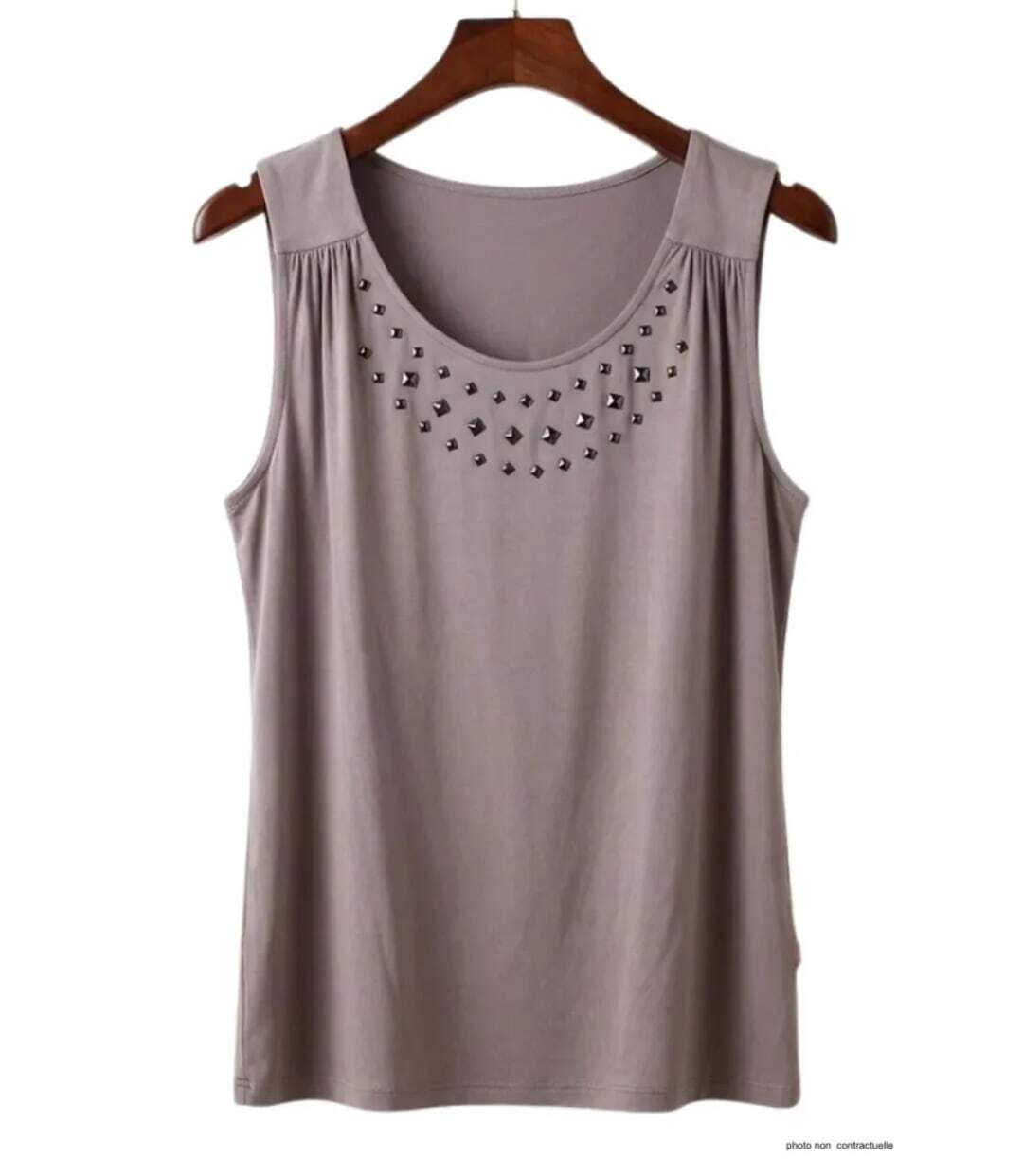 Axone TF344T Débardeur femme grande taille stretch taupe pour un tomber fluide élégant-2