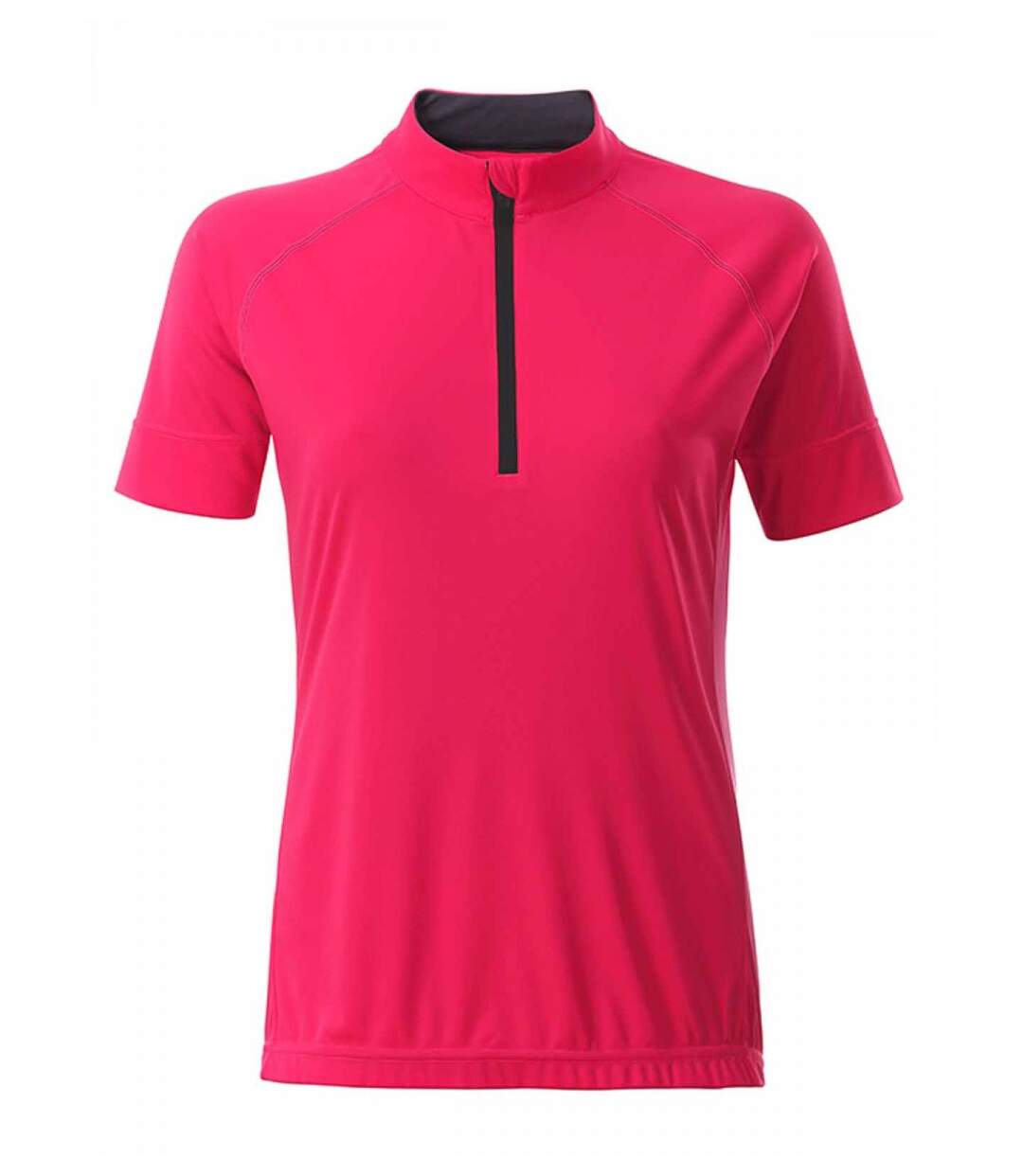 maillot cycliste demi zip - FEMME - JN513 - rose vif-1