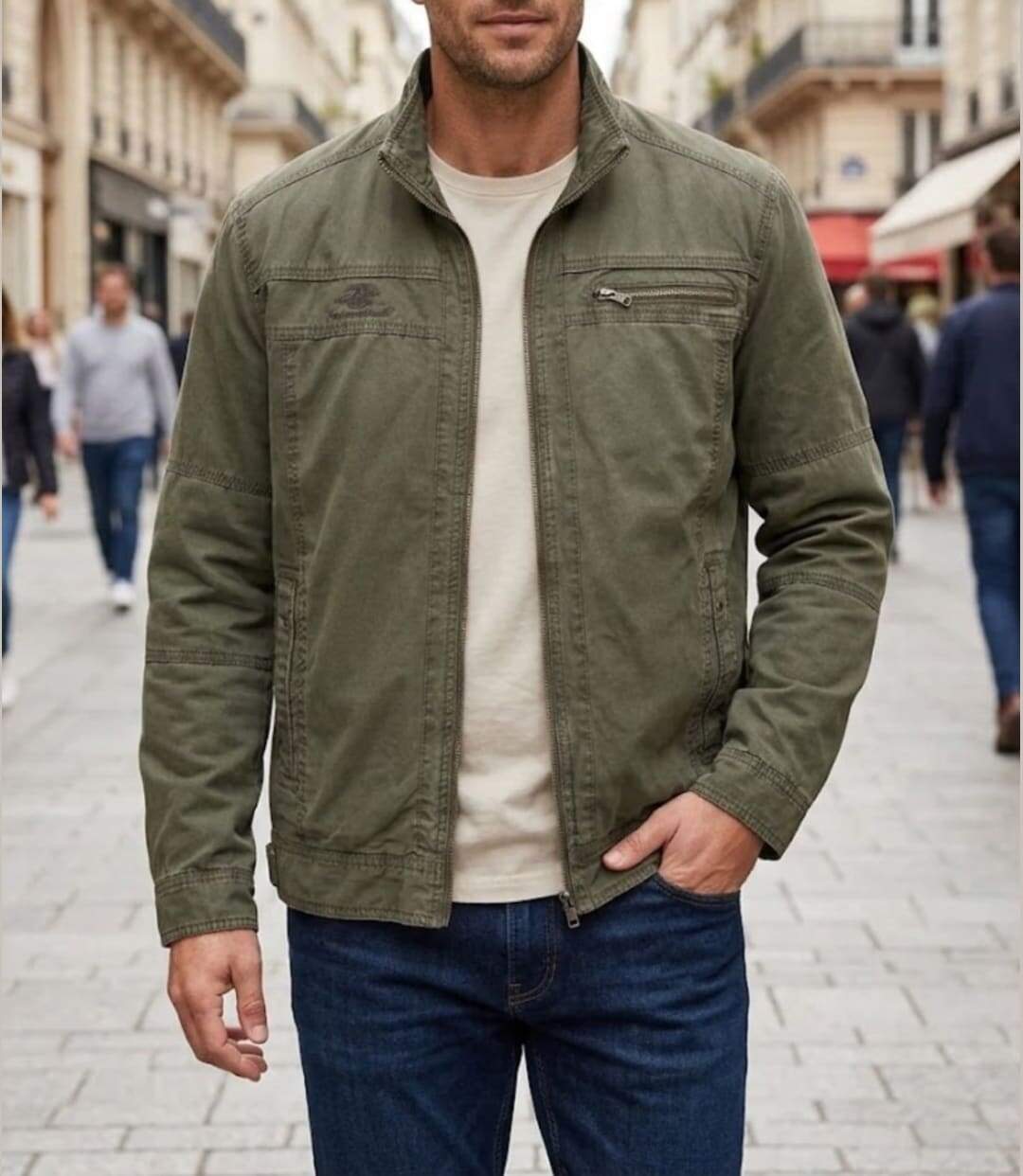 WINCHESTER BRYAN1 — Blouson zippé gris : confort respirant en pur coton-1