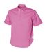Front Row Mens Short Sleeve Plain Drill Shirt (Deep Pink) - UTRW496