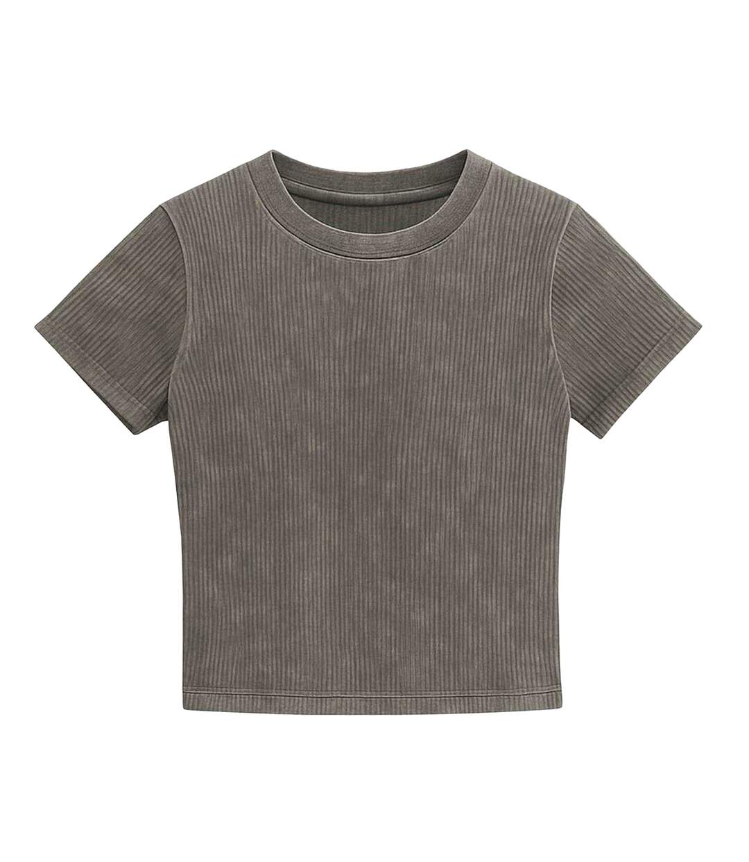 Womens/ladies Acid Wash Regular Crop T-shirt Grey I Saw It First-1