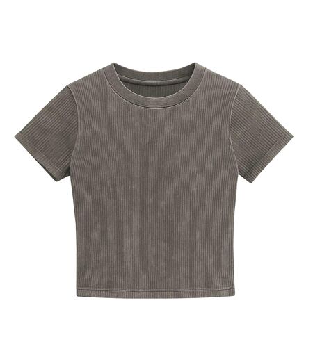 Womens/ladies Acid Wash Regular Crop T-shirt Grey I Saw It First
