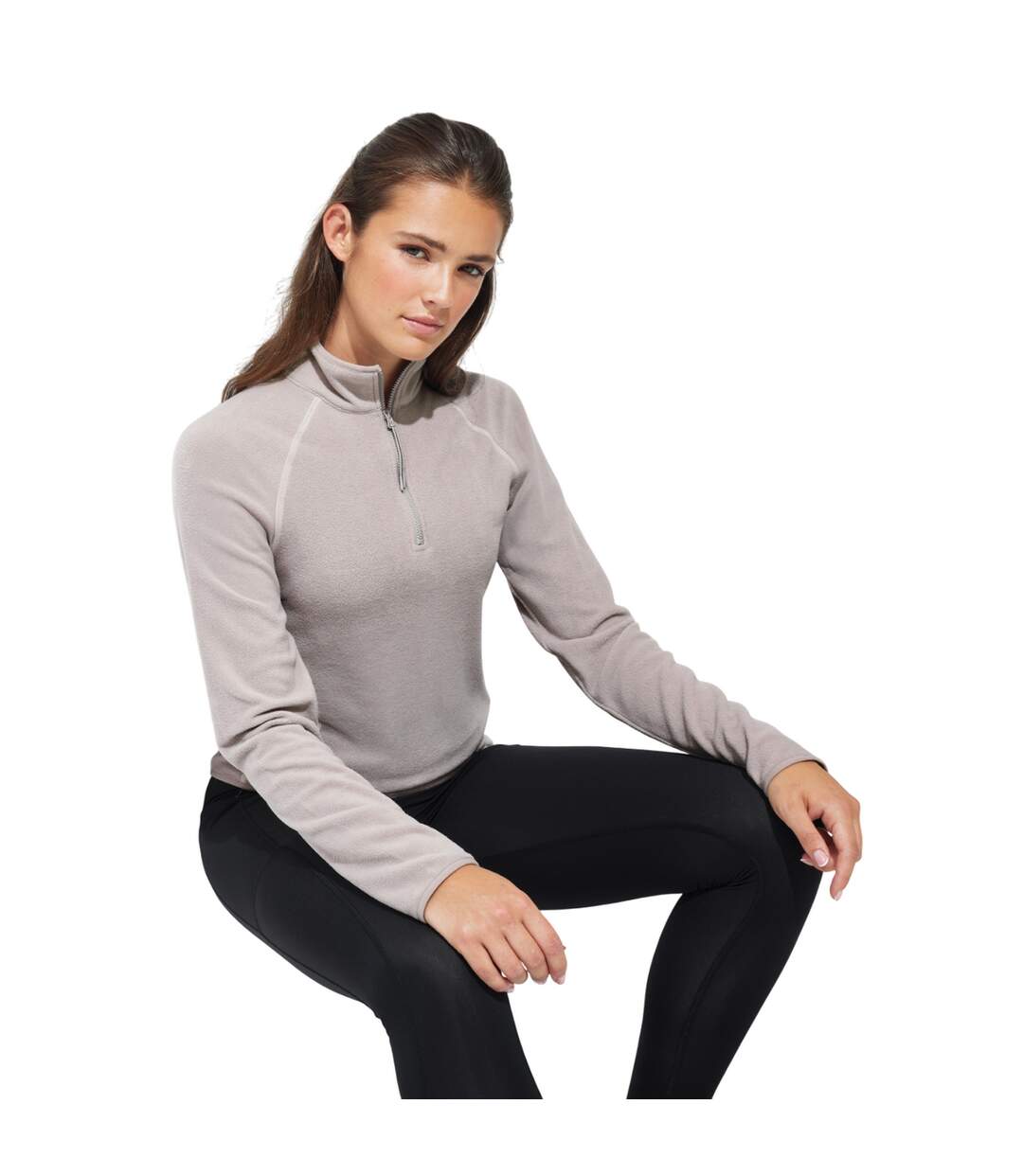 Haut Polaire Femme Beige Gris TriDri-3