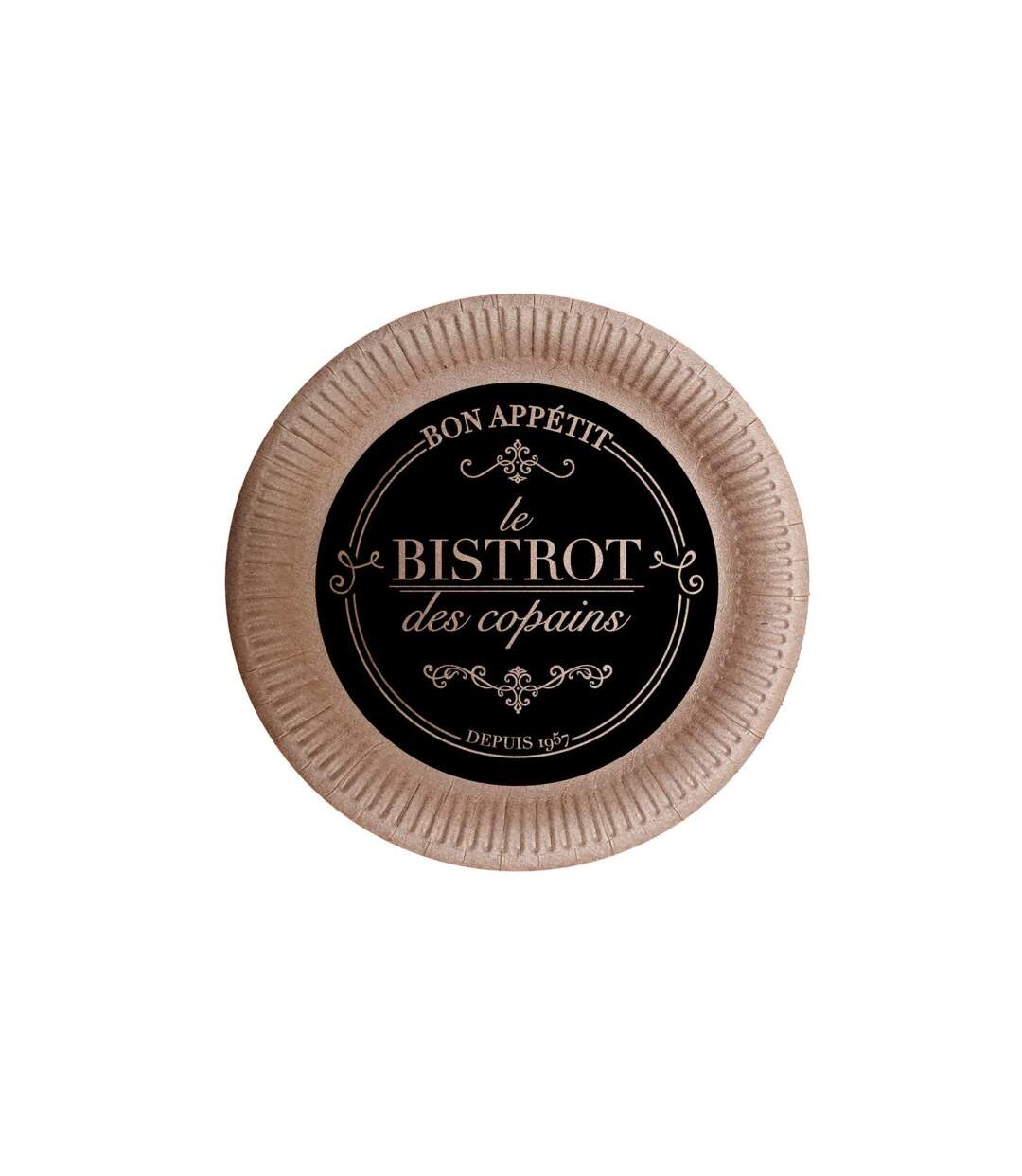 Lot de 10 Assiettes en Carton Bistrot 18cm Naturel-1