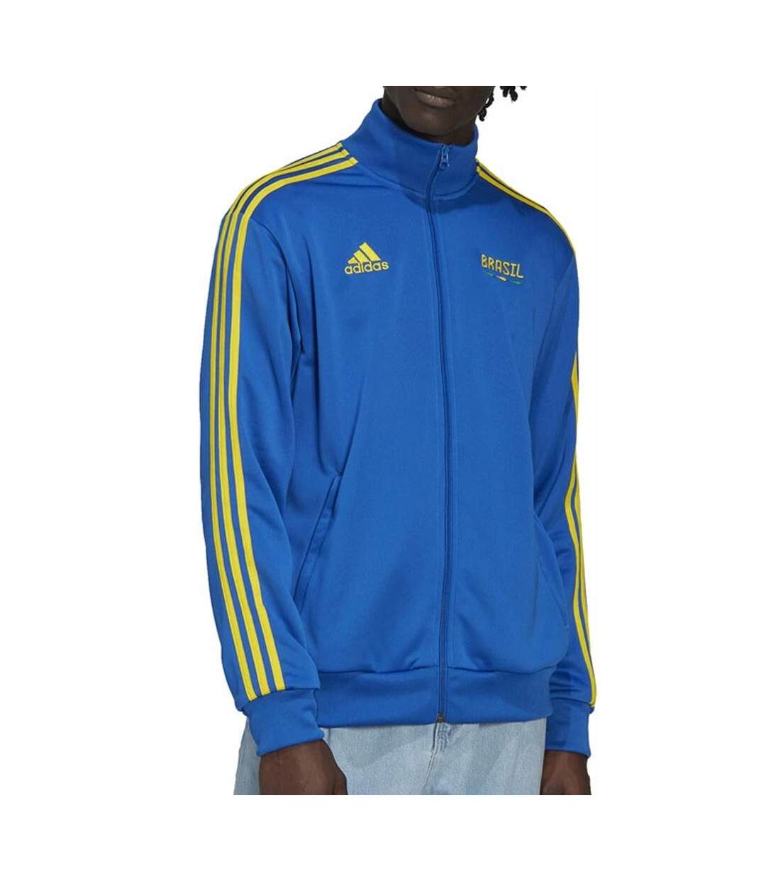 Veste Zippée Bleu/Jaune Homme Adidas Brazil - L-1